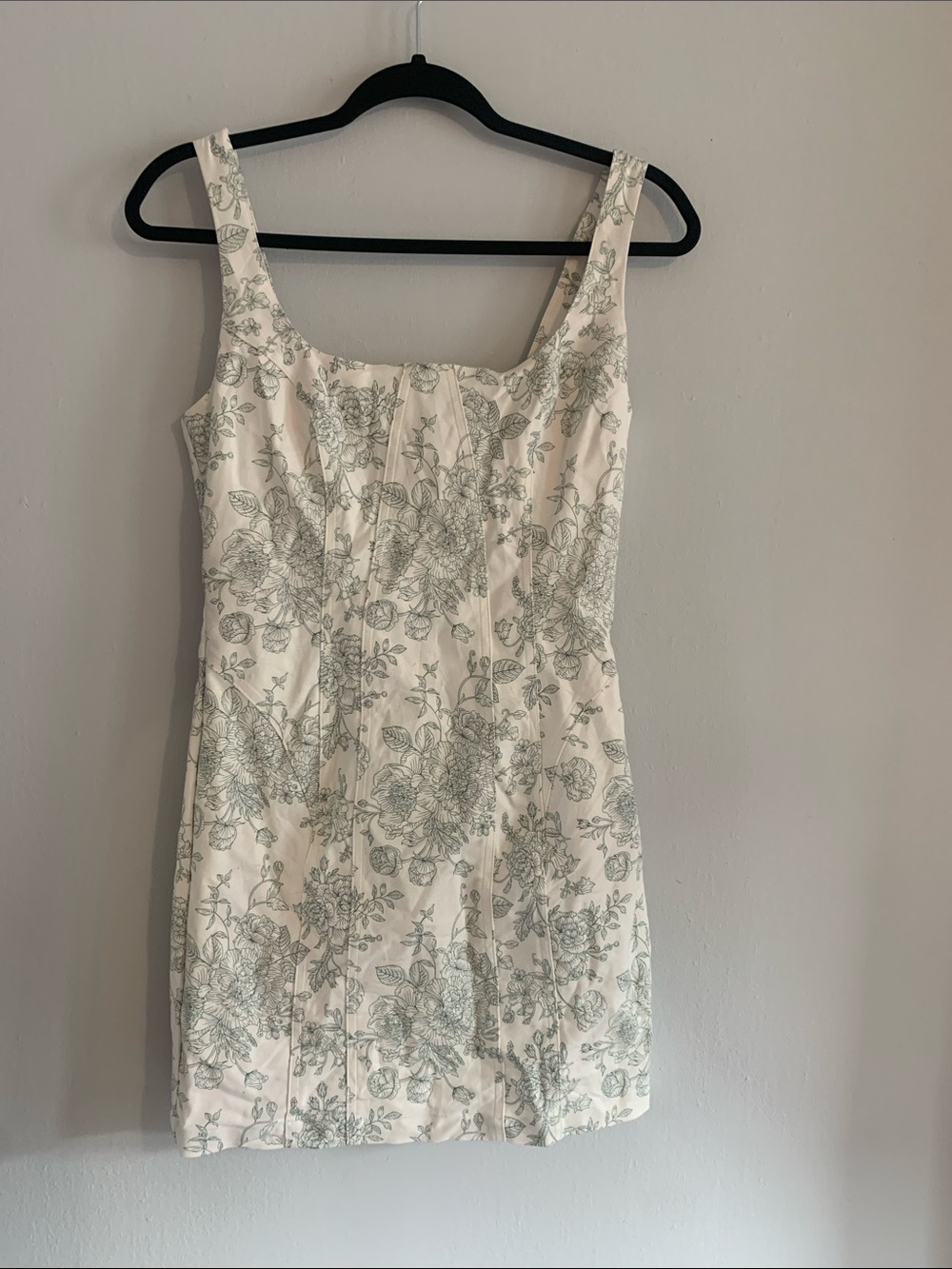 HOUSE OF HARLOW 1960 Ivory Mini Dress with Sage Floral Print